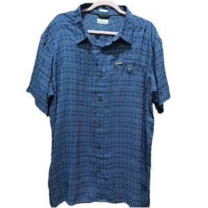 Columbia Mens Declination Trail II  Button Up Short Sleeve Outdoor Blue Size‎ XL
